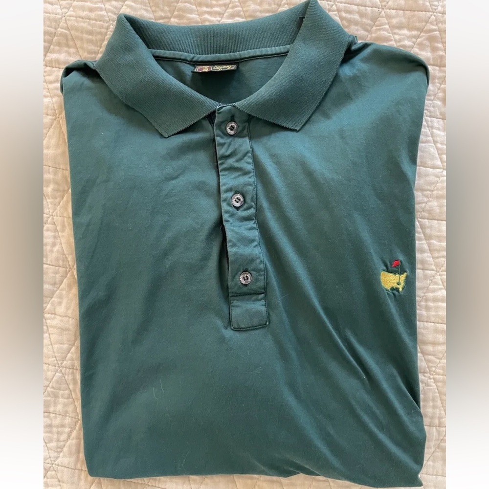 Bobby Jones Made in Italy Masters Logo Contrast Placket Golf Shirt in Green XL
